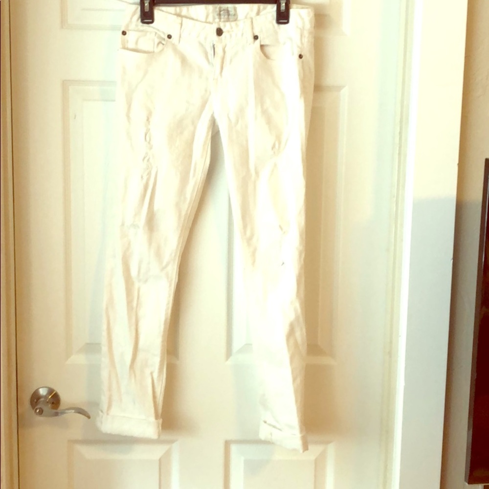 White pants with distress